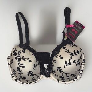 Maidenform Black and Cream Floral Bra